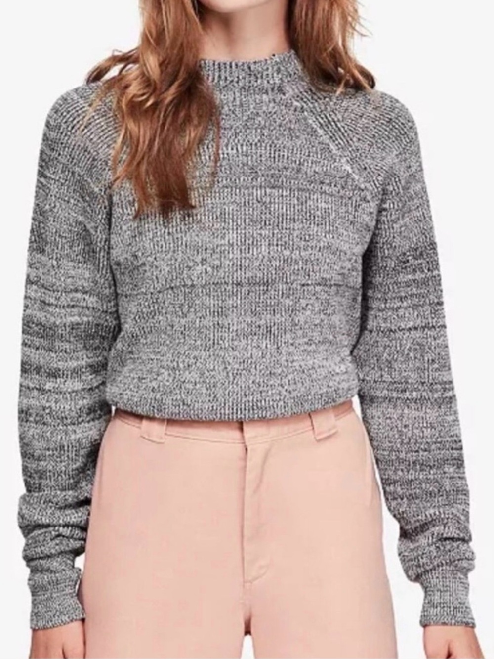 Free People Too Good Mock Neck Knit Ribbed Sweater Size Small